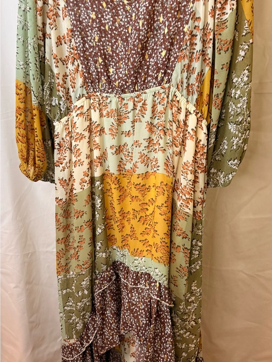 Umgee Dresses & Skirts - Umgee Women’s size XL Boho Patchwork Floral Maxi Dress - Sage, Mustard & Brown